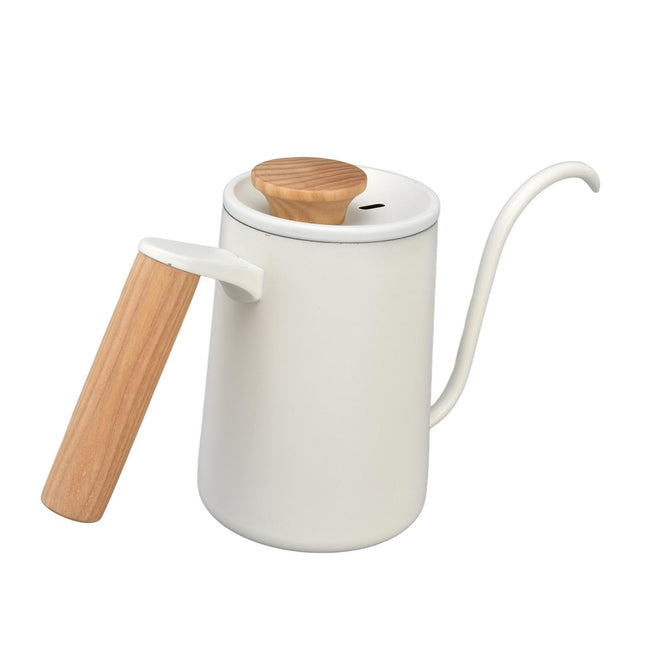 Stainless Steel Drip Coffee Pot, Long Gooseneck Spout Kettle, Tea Matte White, 600ml