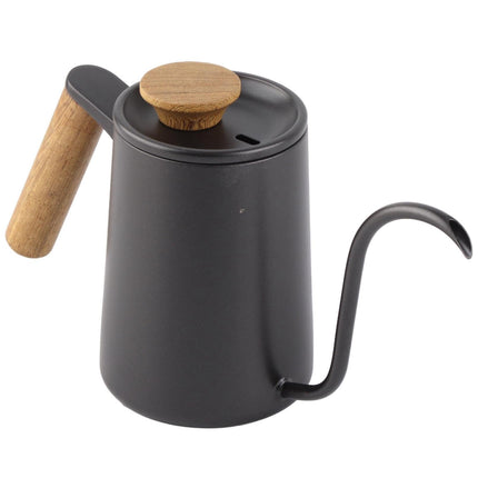 600ml Stainless Steel Drip Coffee Pot, Long Gooseneck Spout Kettle, Black