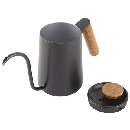 600ml Stainless Steel Drip Coffee Pot, Long Gooseneck Spout Kettle, Black