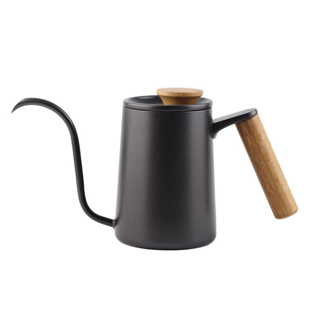 600ml Stainless Steel Drip Coffee Pot, Long Gooseneck Spout Kettle, Black