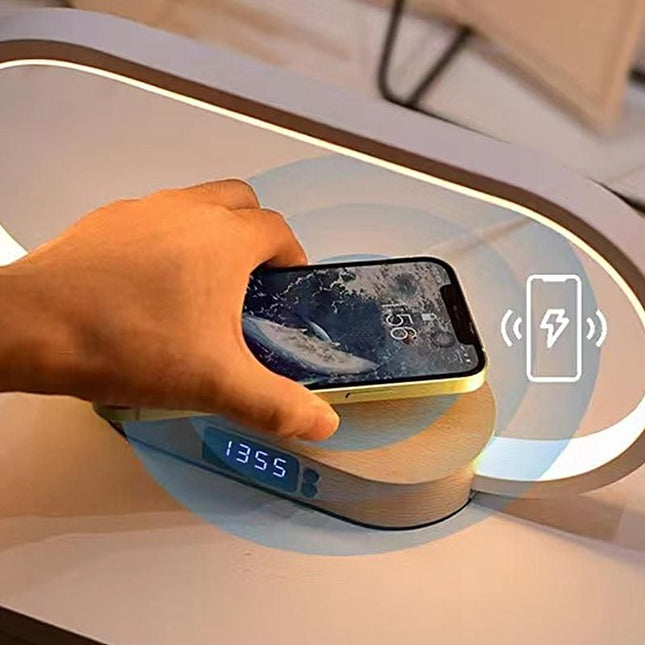 Bedside Lamp with Clock 10W Fast Wireless Charger USB Port Nightstand Touch Lamp