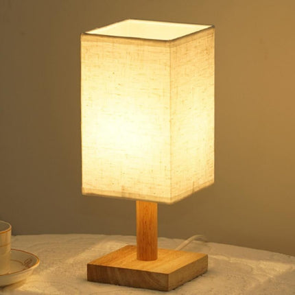 Bedside Table Lamp for Bedroom Minimalist Nightstand Lamp with Square Fabric Shade Reading Desk Lamp Night Lamp