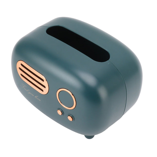 Retro Radio Shape Tissue Cover Box Vintage Radio Tissue Box for Bathroom Living Room Bedroom Nightstand Desk Table Green