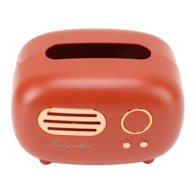 Retro Radio Shape Tissue Cover Box Vintage Radio Tissue Box for Bathroom Living Room Bedroom Nightstand Desk Table Red