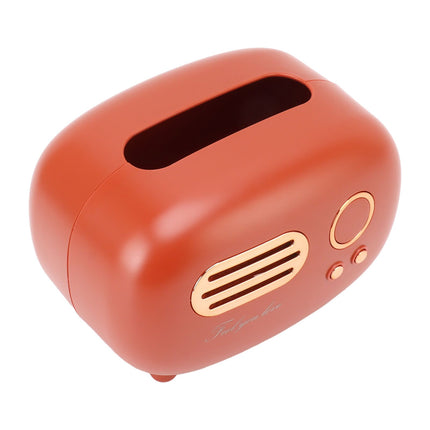 Retro Radio Shape Tissue Cover Box Vintage Radio Tissue Box for Bathroom Living Room Bedroom Nightstand Desk Table Red