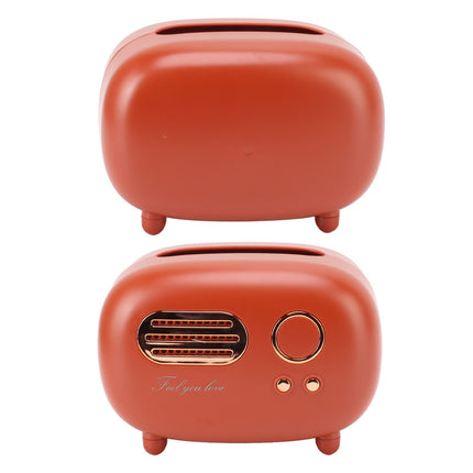 Retro Radio Shape Tissue Cover Box Vintage Radio Tissue Box for Bathroom Living Room Bedroom Nightstand Desk Table Red