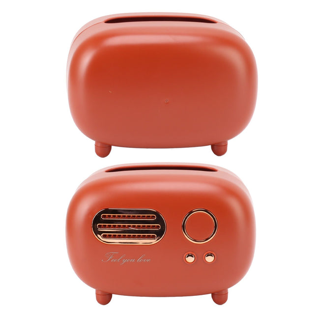 Retro Radio Shape Tissue Cover Box Vintage Radio Tissue Box for Bathroom Living Room Bedroom Nightstand Desk Table Red