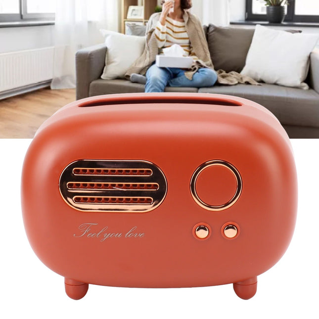 Retro Radio Shape Tissue Cover Box Vintage Radio Tissue Box for Bathroom Living Room Bedroom Nightstand Desk Table Red