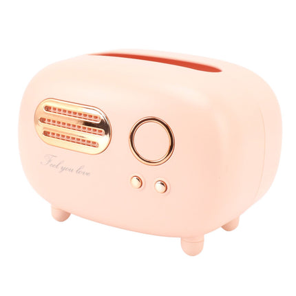 Retro Radio Shape Tissue Cover Box Vintage Radio Tissue Box for Bathroom Living Room Bedroom Nightstand Desk Table Pink