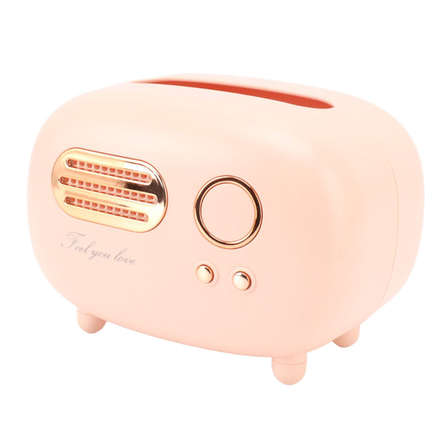 Retro Radio Shape Tissue Cover Box Vintage Radio Tissue Box for Bathroom Living Room Bedroom Nightstand Desk Table Pink