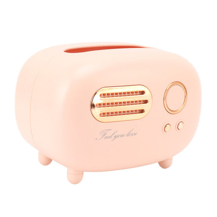 Retro Radio Shape Tissue Cover Box Vintage Radio Tissue Box for Bathroom Living Room Bedroom Nightstand Desk Table Pink