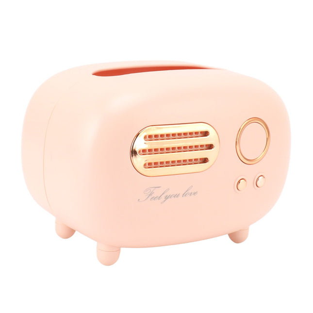 Retro Radio Shape Tissue Cover Box Vintage Radio Tissue Box for Bathroom Living Room Bedroom Nightstand Desk Table Pink
