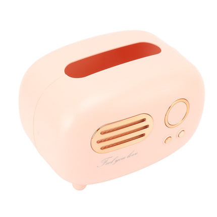 Retro Radio Shape Tissue Cover Box Vintage Radio Tissue Box for Bathroom Living Room Bedroom Nightstand Desk Table Pink