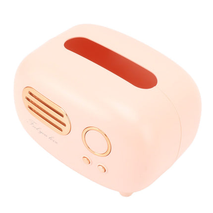 Retro Radio Shape Tissue Cover Box Vintage Radio Tissue Box for Bathroom Living Room Bedroom Nightstand Desk Table Pink