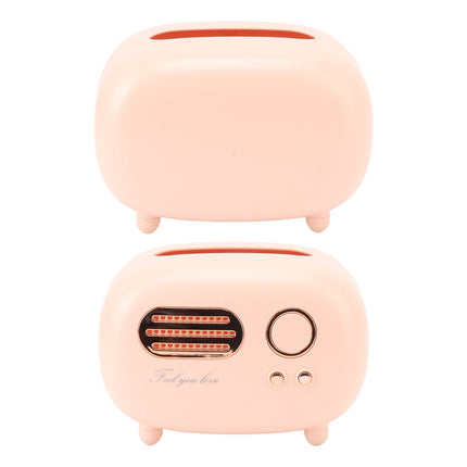 Retro Radio Shape Tissue Cover Box Vintage Radio Tissue Box for Bathroom Living Room Bedroom Nightstand Desk Table Pink