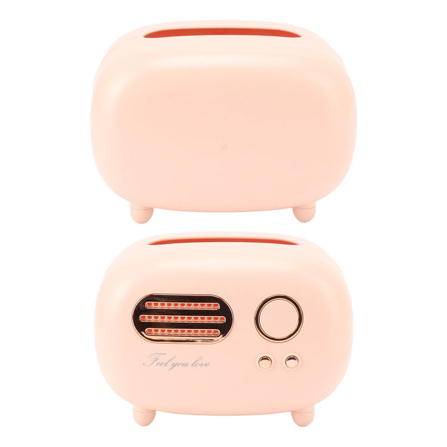 Retro Radio Shape Tissue Cover Box Vintage Radio Tissue Box for Bathroom Living Room Bedroom Nightstand Desk Table Pink