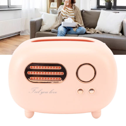 Retro Radio Shape Tissue Cover Box Vintage Radio Tissue Box for Bathroom Living Room Bedroom Nightstand Desk Table Pink