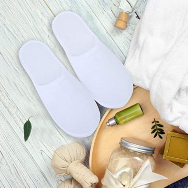 12 Pairs Disposable Spa Slippers for Men Women Non Slip Closed Toe Spa Slippers for Hotel Home Travel