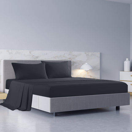 Royal Comfort 1000TC Hotel Grade Bamboo Cotton Sheets Pillowcases Set Ultrasoft - Queen - Charcoal