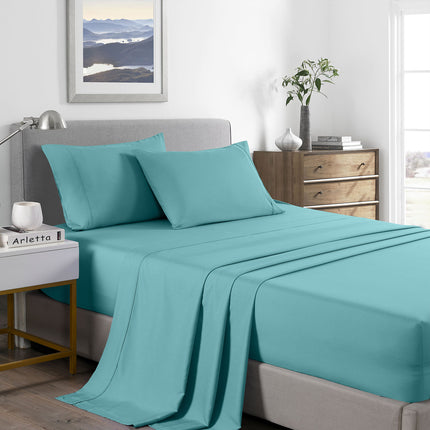 Royal Comfort 2000 Thread Count Bamboo Cooling Sheet Set Ultra Soft Bedding - King Single - Aqua