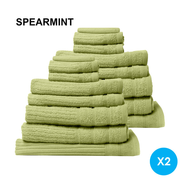 Royal Comfort 16 Piece Egyptian Cotton Eden Towel Set 600GSM Luxurious Absorbent - Spearmint