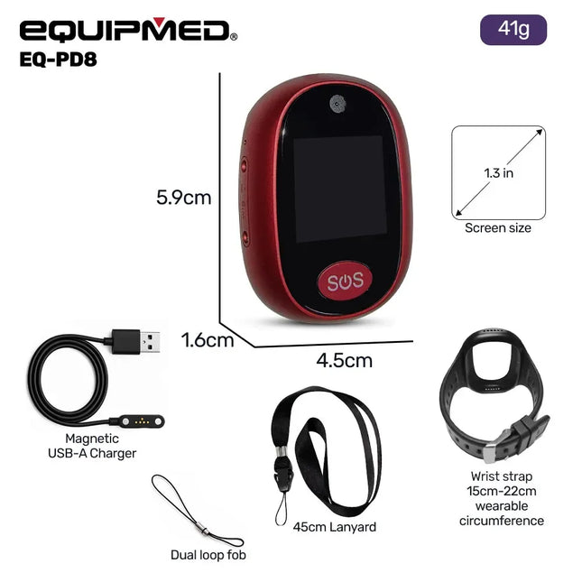 EQUIPMED Fall Detection Alarm Watch/Pendant with GPS and SOS Emergency Button, for Seniors, Location Tracking, 2-Way Calling, iPhone and Android Compatible