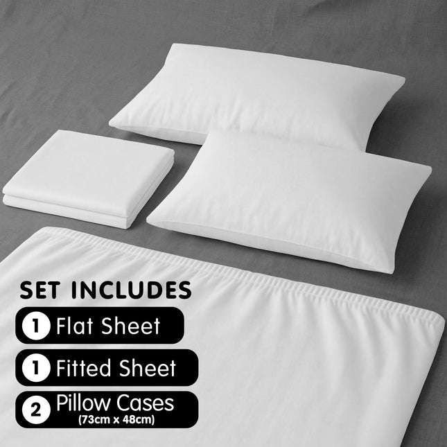 Laura Hill 750 Thread Count Pure Cotton Queen Bed Sheet Set 4 Piece Gift Pack - White