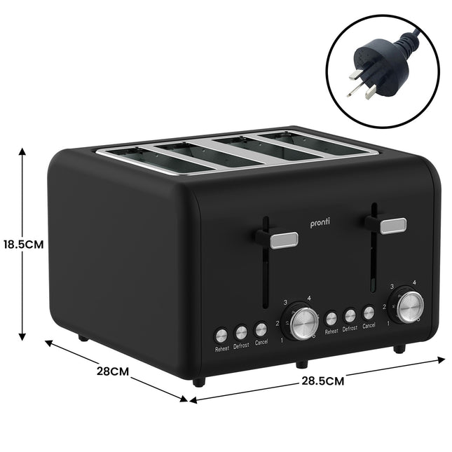 Pronti Breakfast Set with 1.25L Coffee Machine, Silver Noir Toaster & Kettle