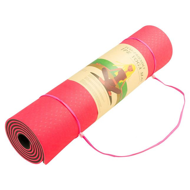 Powertrain TPE Yoga Exercise Mat Home Gym Pilates Fitness 8mm Thick in Red