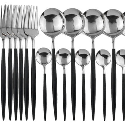 Deluxe Cutlery Set - Black & Silver
