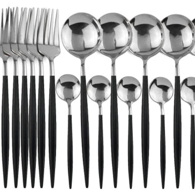 Deluxe Cutlery Set - Black & Silver