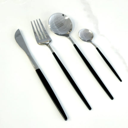 Deluxe Cutlery Set - Black & Silver