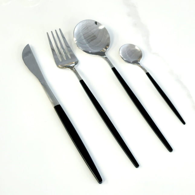 Deluxe Cutlery Set - Black & Silver