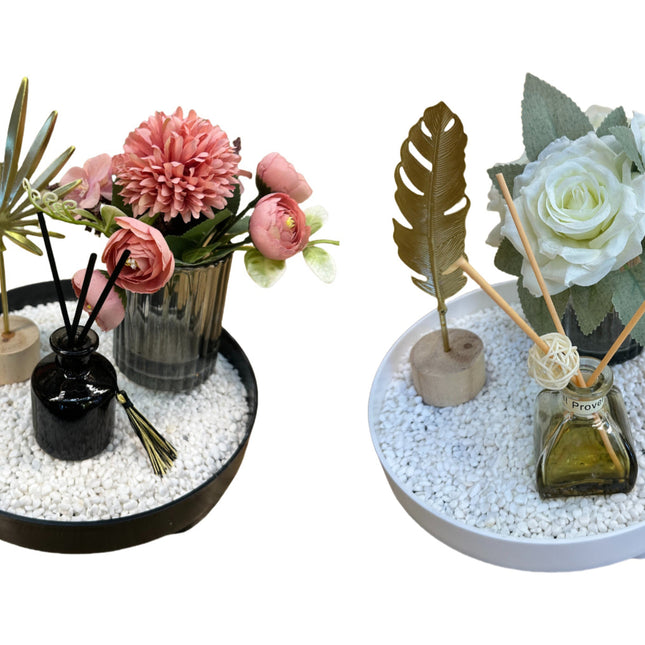Bloom Flower Tray & Fragrance Diffuser Set - Black
