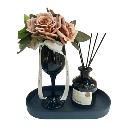 Flower Decor Tray & Fragrance Diffuser Sets -Black