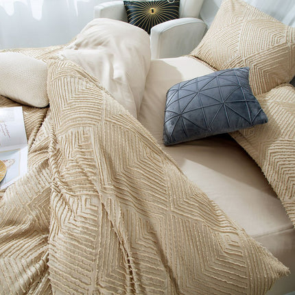 Tufted Textured Jacquard Quilt Cover Set - Queen Size