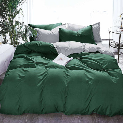 1000TC Reversible Queen Size Green and Grey Duvet Quilt Cover Set