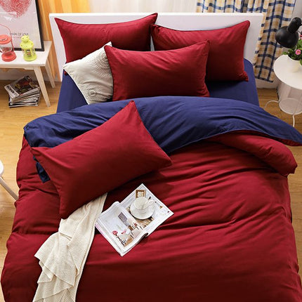 1000TC Reversible Queen Size Blue and Red Duvet Quilt Cover Set