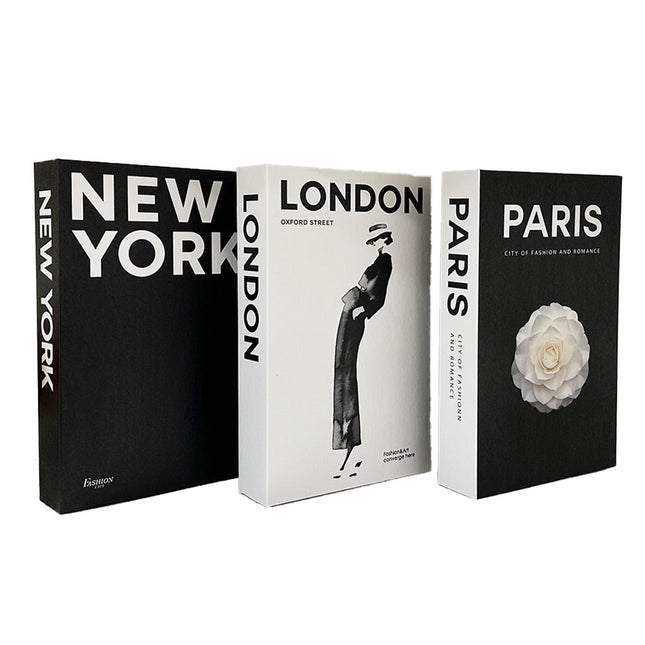 3 PCS Modern Decorative Books Set Foldable Fake Books for Display City Theme - A