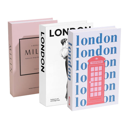 3 PCS Modern Decorative Books Set Foldable Fake Books for Display City Theme - A