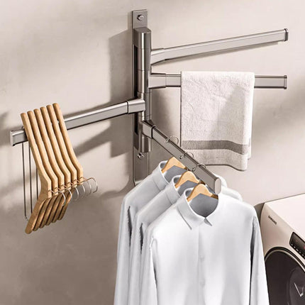 Rotating Towel Rack Wall Mounted Bathroom Shelf Multi Rod Swivel Towel Holder