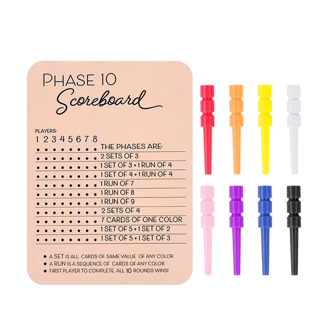 Phase 10 Score Board Wooden Phase 10 Scorecard Reusable for Family Game Tabletop