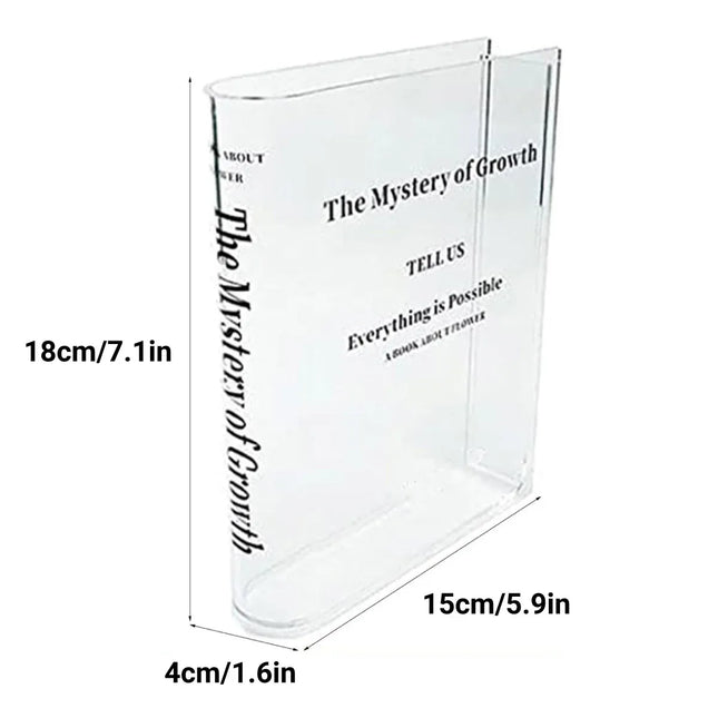 Transparent Book Vase Flower Holder Acrylic Decorative Table Display Stand