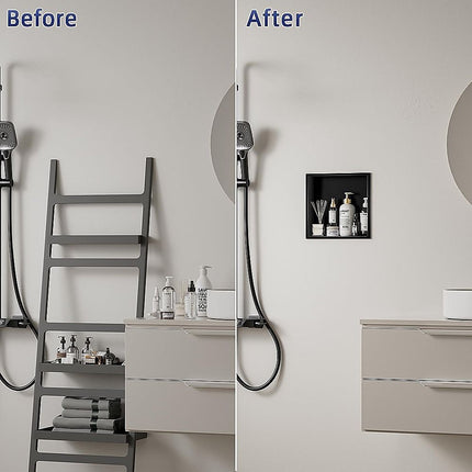 Stainless Steel Shower Niche 32x32cm Double Shelf Insert Wall Recessed