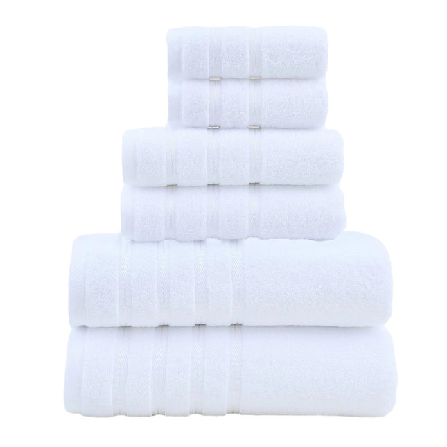 White Luxury Cotton Towel Set - 6-Piece Ultra-Soft Bath, Hand, and Washcloth Set