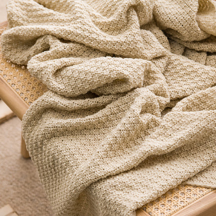 Beige 110cm x 150cm Soft Tassel Throw Blanket for Sofa or Bed, Cozy  Casual Blanket for Office Nap, Minimalist Bed End Cover