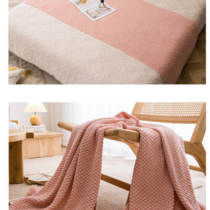 Beige 110cm x 150cm Soft Tassel Throw Blanket for Sofa or Bed, Cozy  Casual Blanket for Office Nap, Minimalist Bed End Cover
