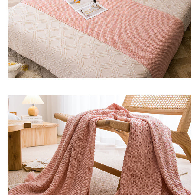 Beige 110cm x 150cm Soft Tassel Throw Blanket for Sofa or Bed, Cozy  Casual Blanket for Office Nap, Minimalist Bed End Cover