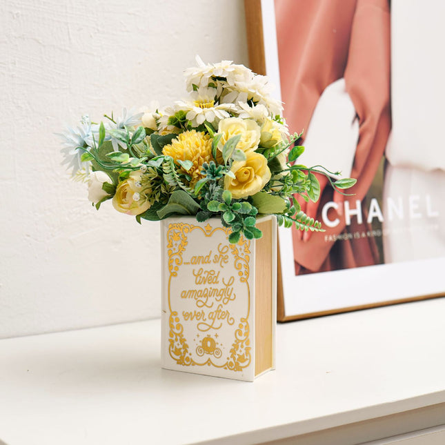 Literary Book Vase - Creative Ceramic Planter & Desk Organizer(Golden Book)