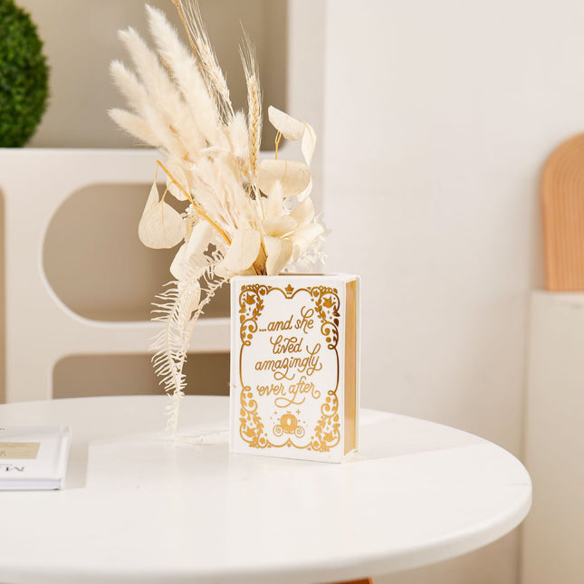 Literary Book Vase - Creative Ceramic Planter & Desk Organizer(Golden Book)